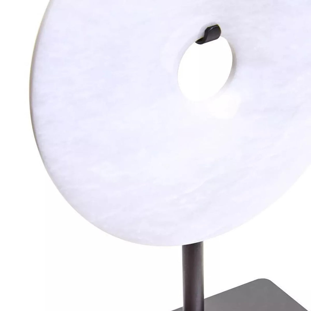Zoro Round Marble Disc Sculpture - White