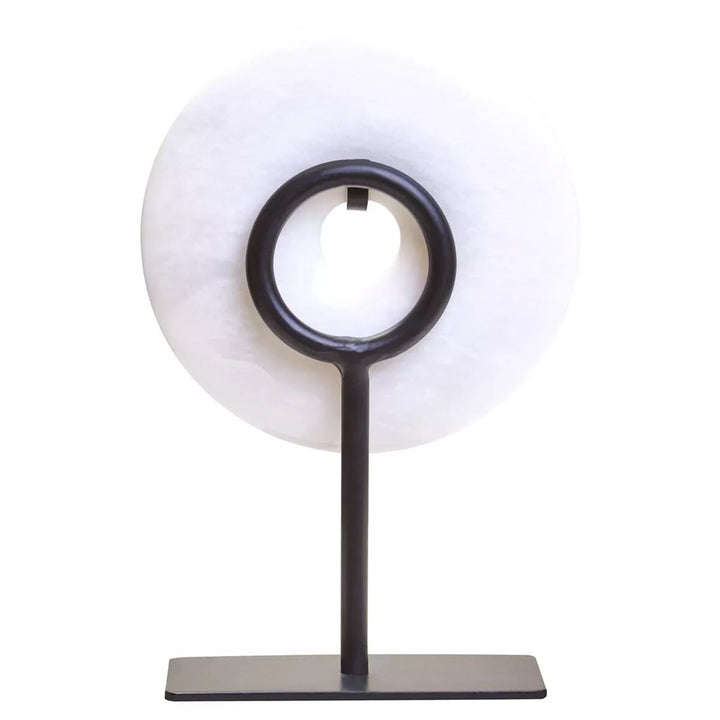 Zoro Round Marble Disc Sculpture - White