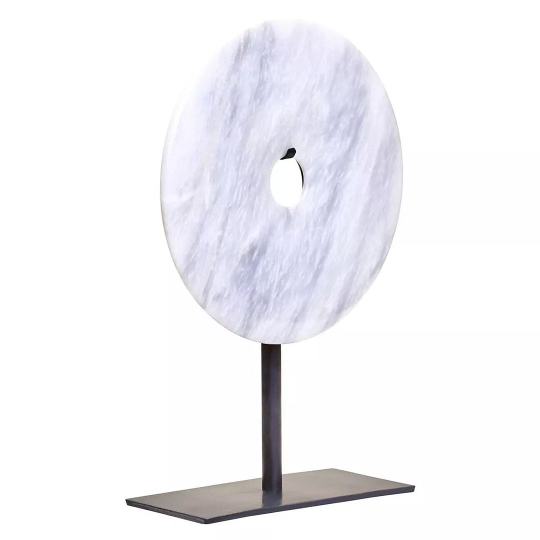 Zoro Round Marble Disc Sculpture - White