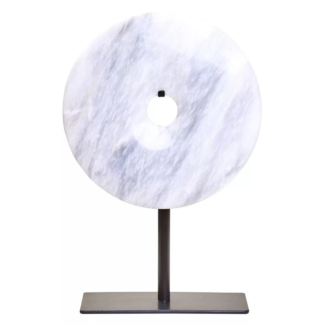Zoro Round Marble Disc Sculpture - White