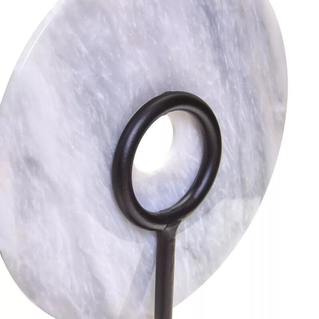 Zoro Round Marble Disc Sculpture - White