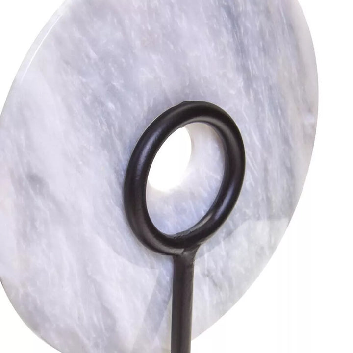 Zoro Round Marble Disc Sculpture - White
