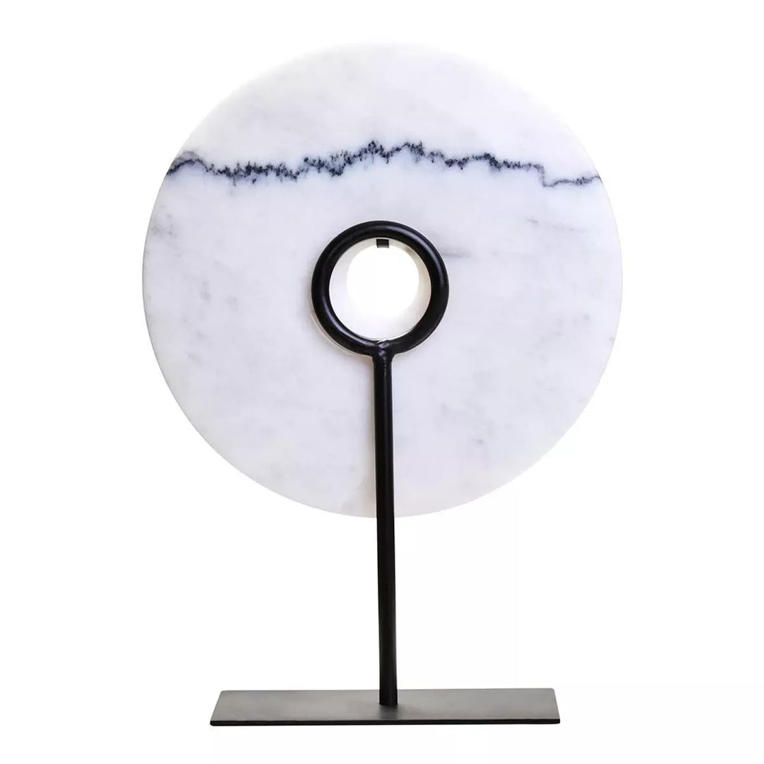 Zoro Round Marble Disc Sculpture - White