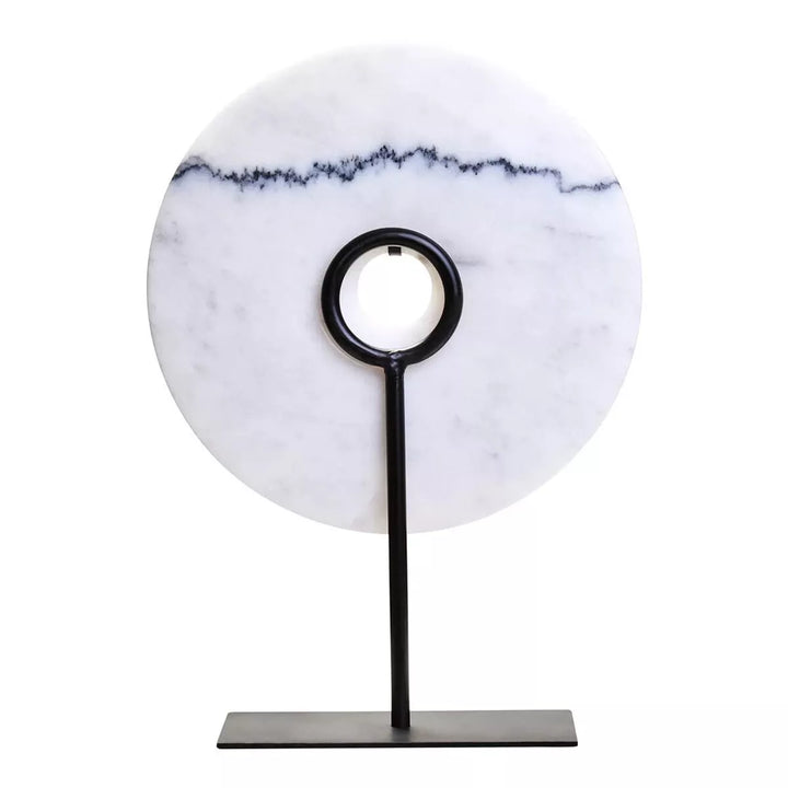 Zoro Round Marble Disc Sculpture - White