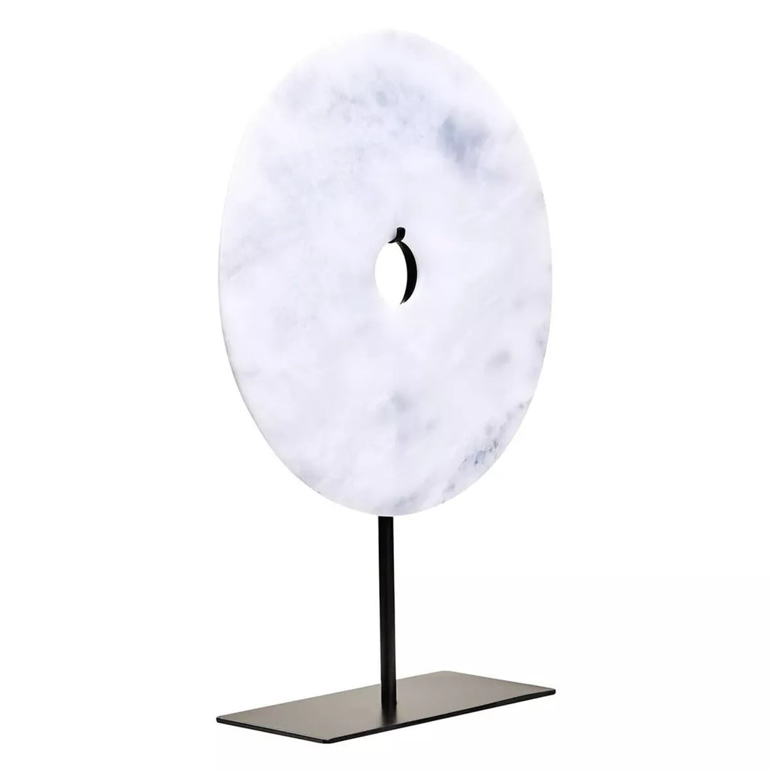 Zoro Round Marble Disc Sculpture - White