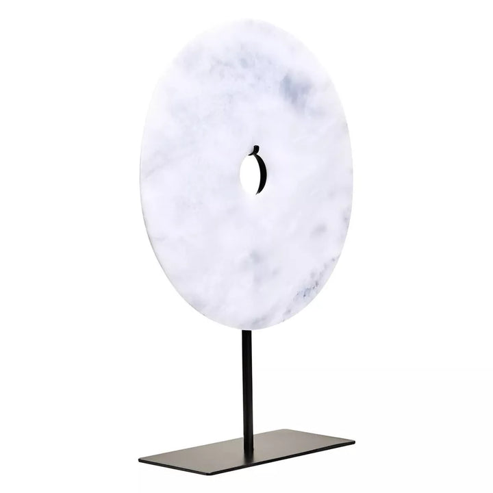 Zoro Round Marble Disc Sculpture - White