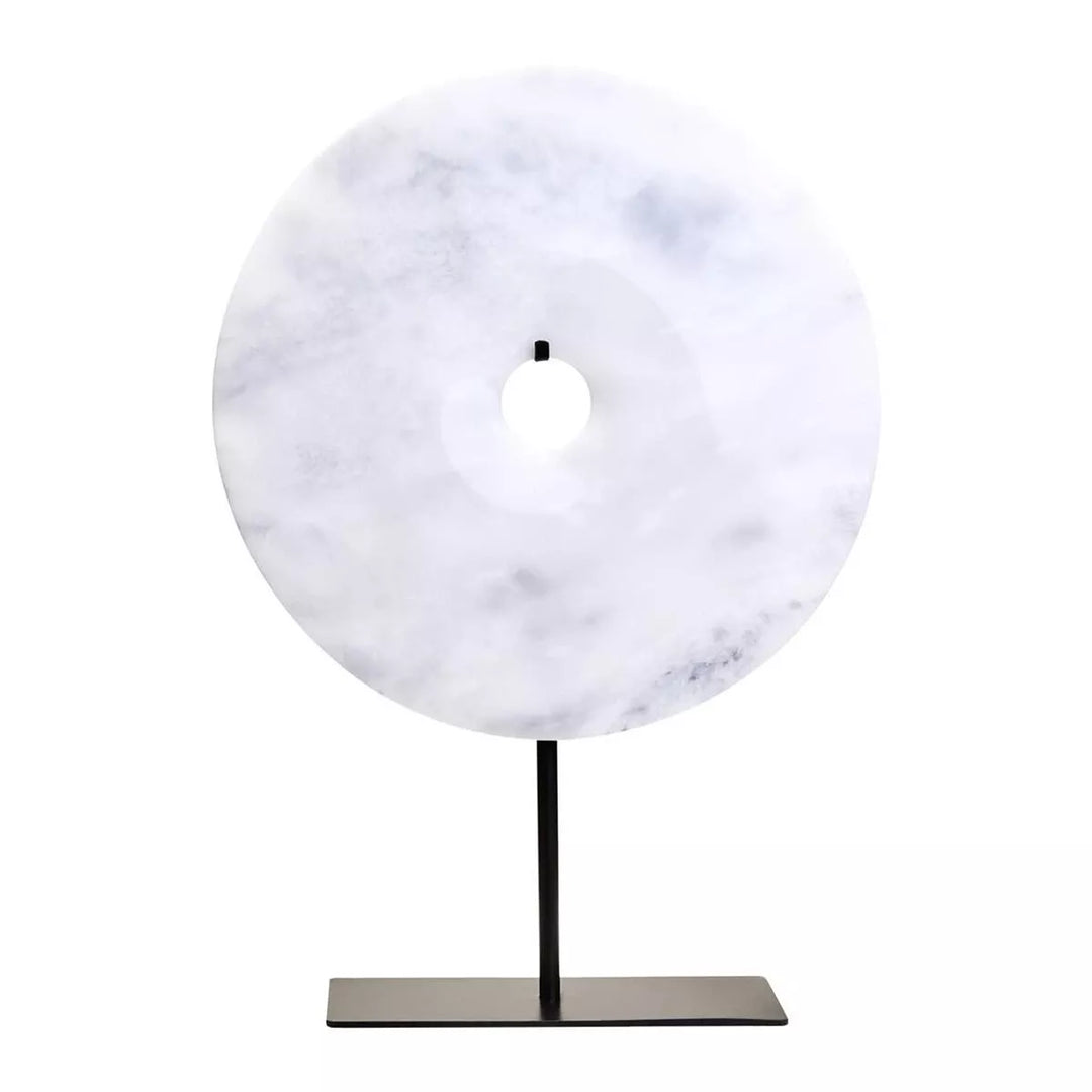 Zoro Round Marble Disc Sculpture - White