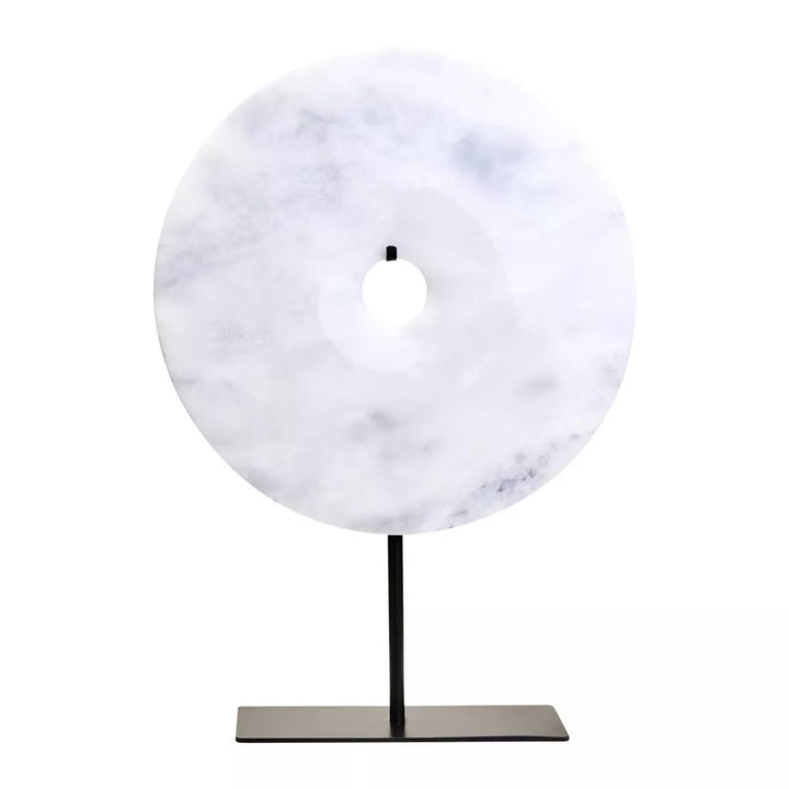 Zoro Round Marble Disc Sculpture - White