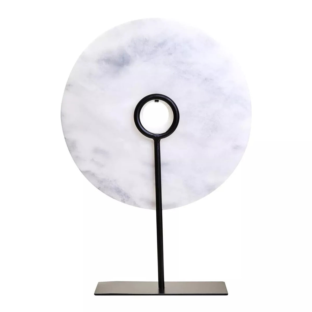 Zoro Round Marble Disc Sculpture - White
