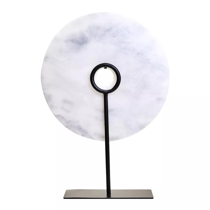 Zoro Round Marble Disc Sculpture - White