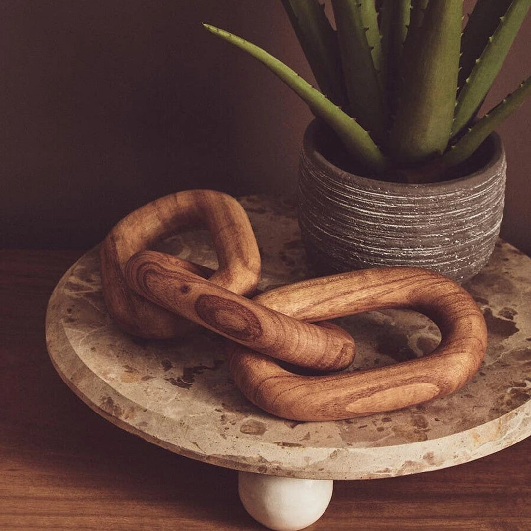 Cato Wooden Link Chain Scuplture - Natural
