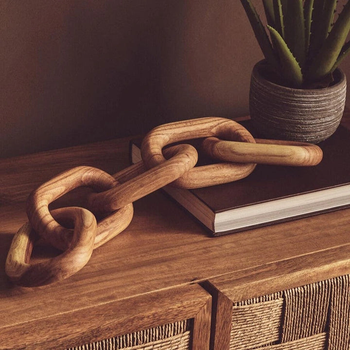 Cato Wooden Link Chain Scuplture - Natural