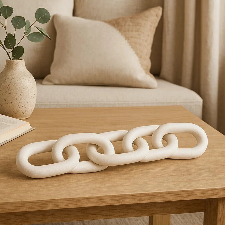 Cato Wooden Link Chain Scuplture - White