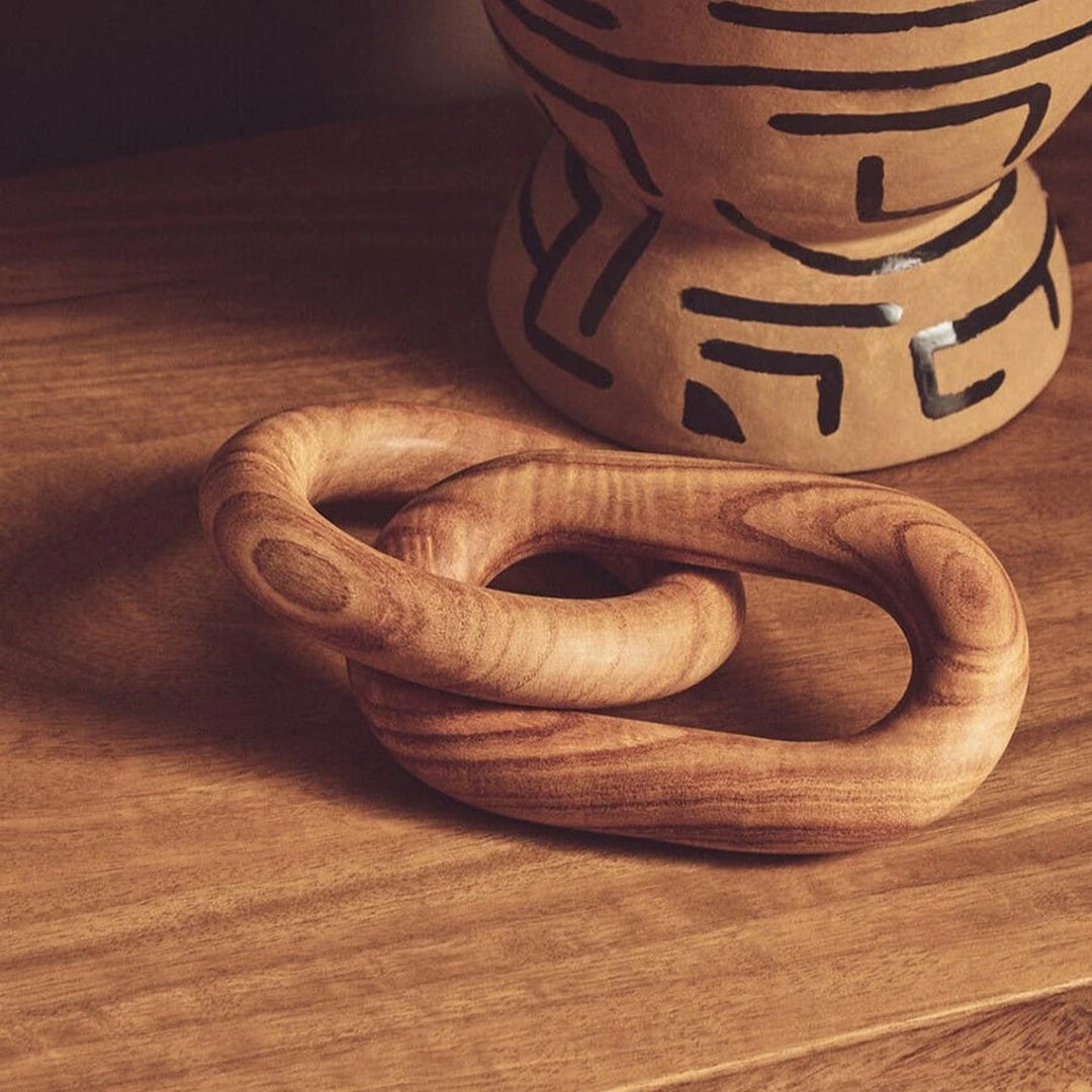 Cato Wooden Link Chain Scuplture - Natural
