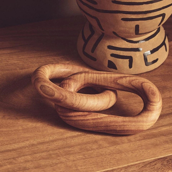 Cato Wooden Link Chain Scuplture - Natural