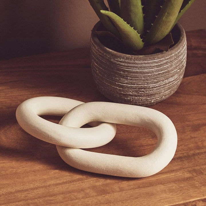 Cato Wooden Link Chain Scuplture - White
