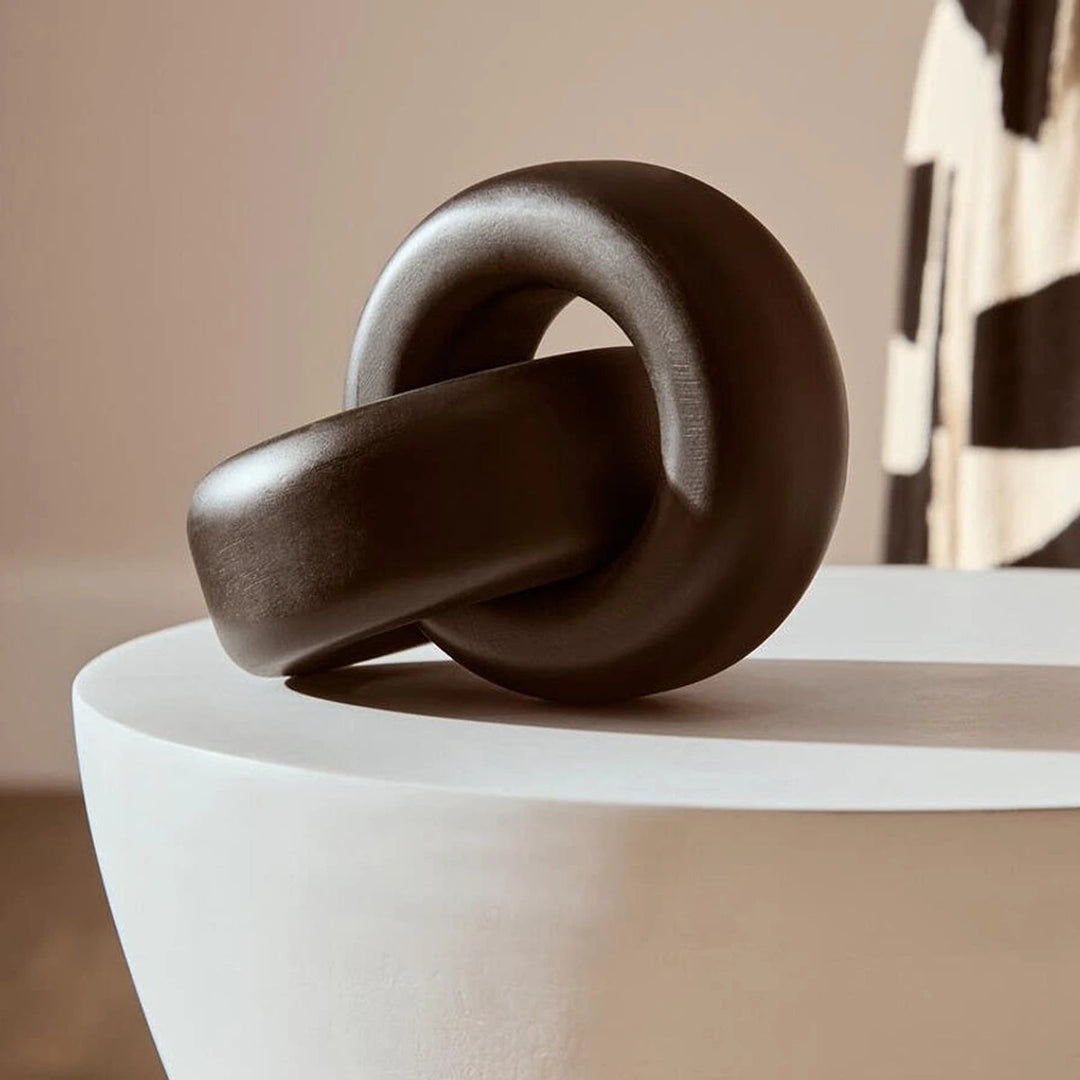 Cato Wooden Knot Chain Scuplture - Black