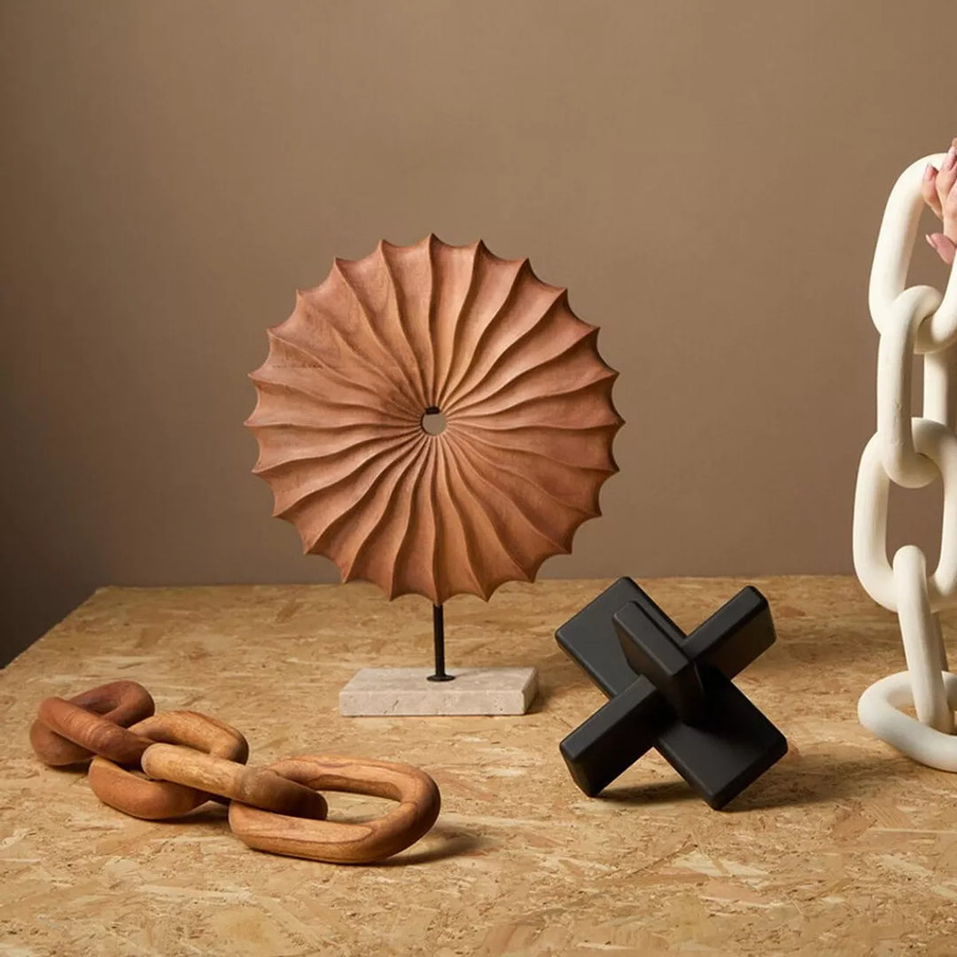 Westo Natural Wood Travertine Base Round Sculpture