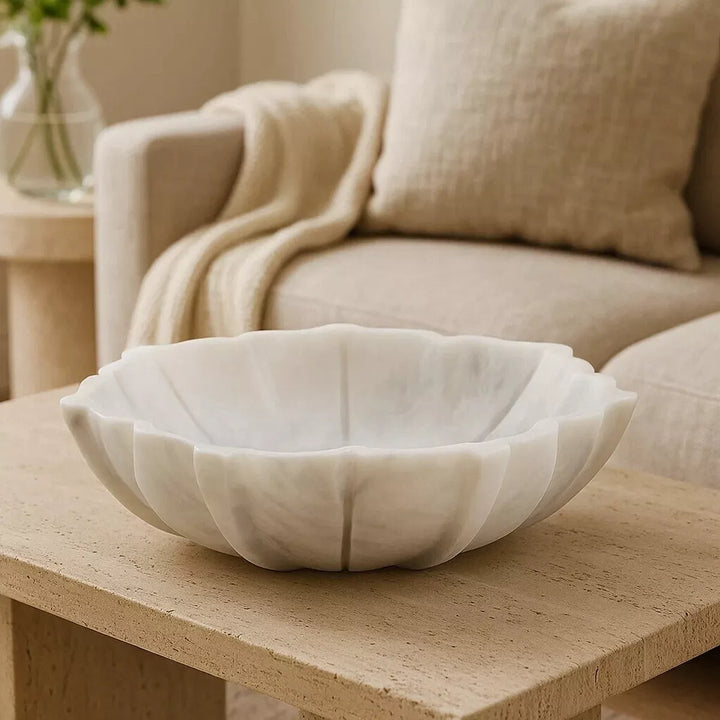 Zoro Marble Lotus Bowl - White