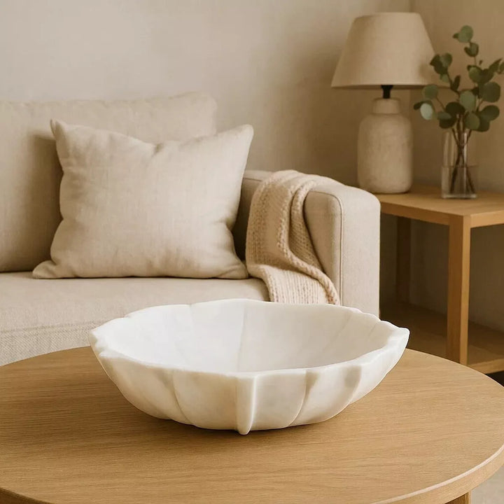 Zoro Marble Lotus Bowl - White
