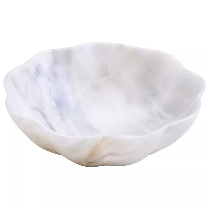 Zoro Marble Scalloped Bowl - White