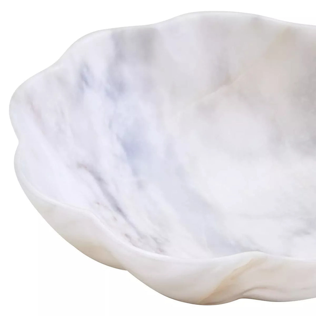 Zoro Marble Scalloped Bowl - White