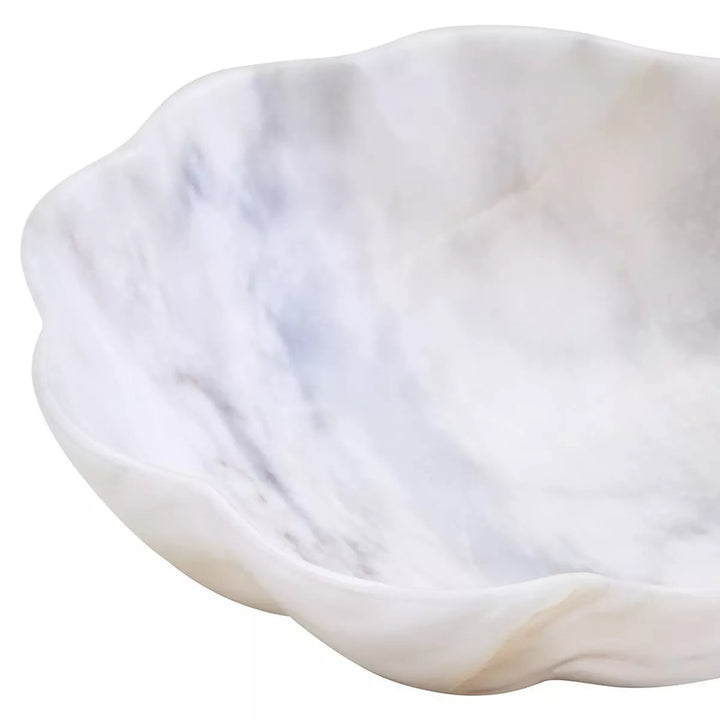 Zoro Marble Scalloped Bowl - White
