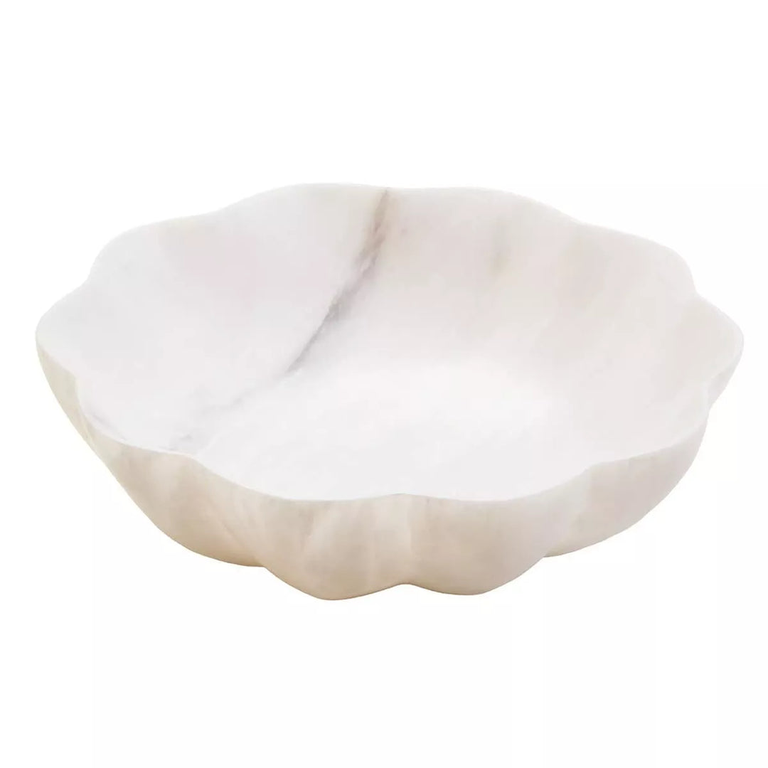 Zoro Marble Scalloped Bowl - White