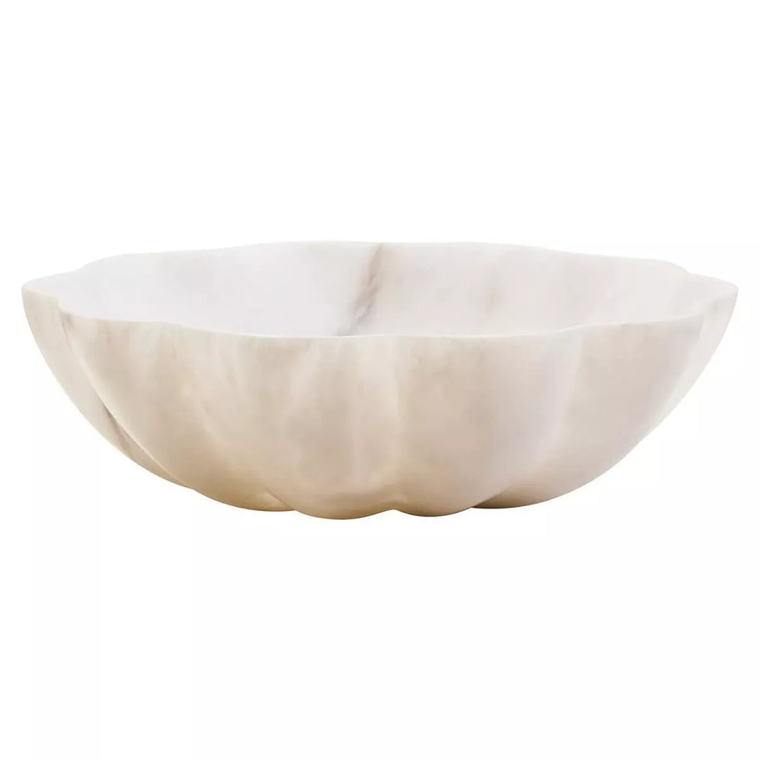 Zoro Marble Scalloped Bowl - White