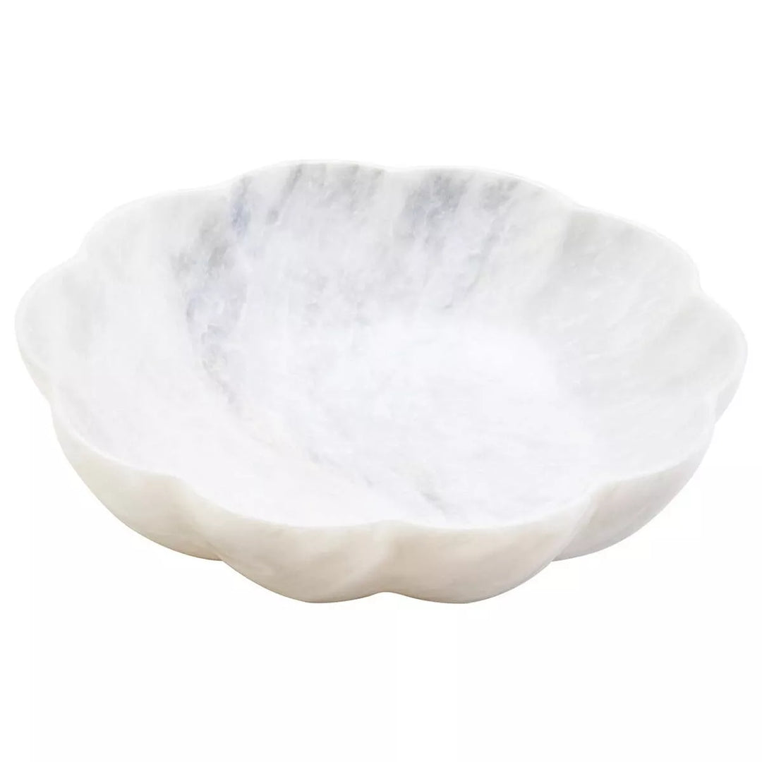 Zoro Marble Scalloped Bowl - White