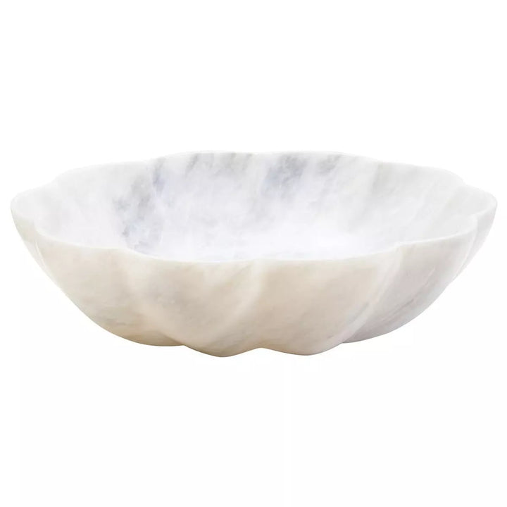 Zoro Marble Scalloped Bowl - White