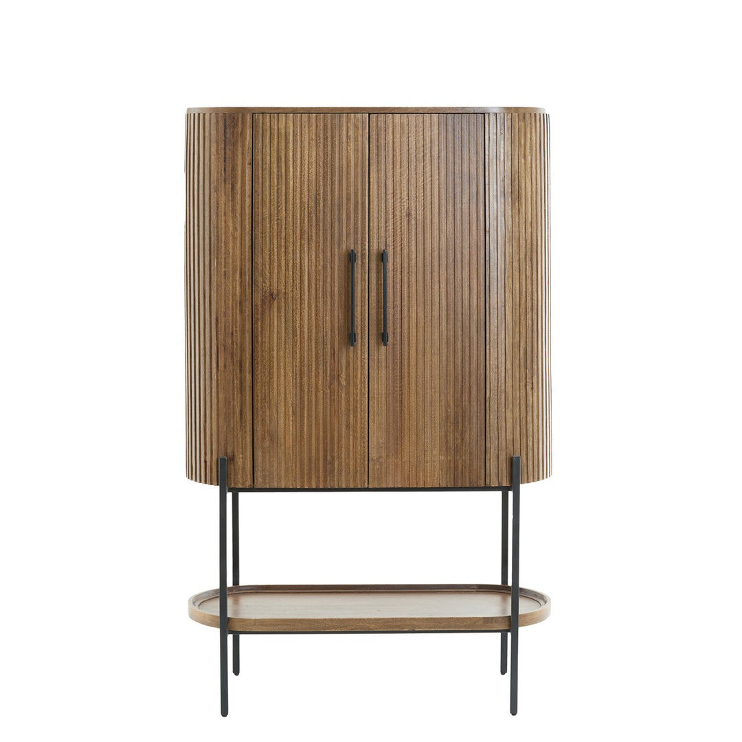 Dumosi Tall Wooden Cabinet - Dark Brown Light & Living 1