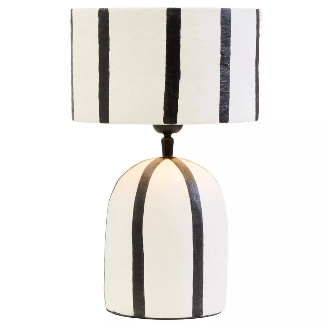 Carta Black & White Stripe Papier Mache Table Lamp