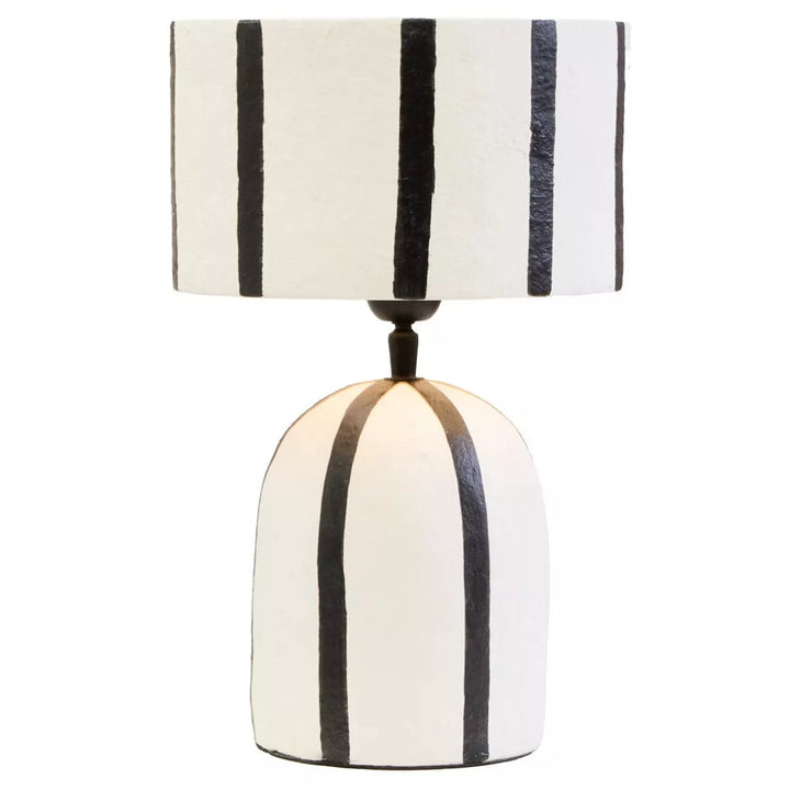 Carta Black & White Stripe Papier Mache Table Lamp