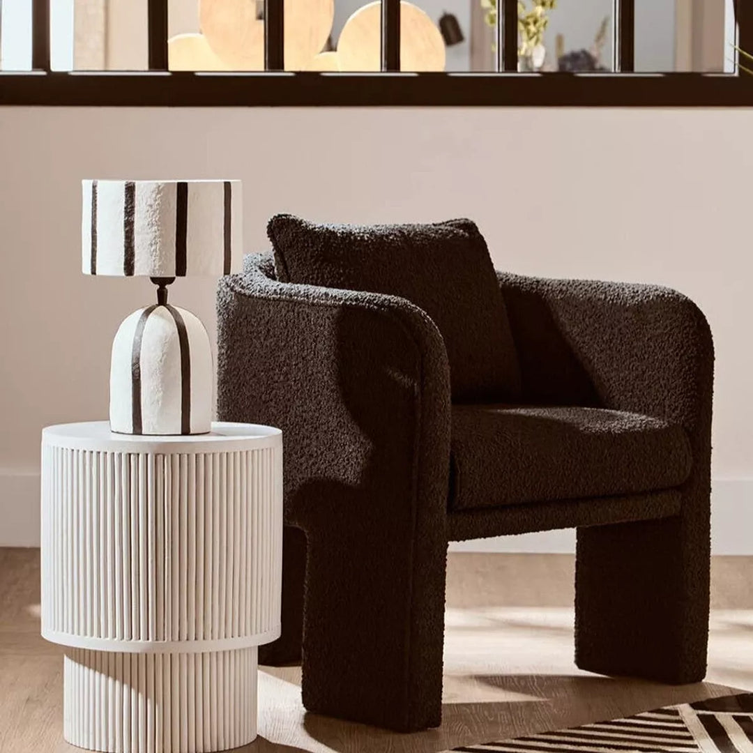 Carta Black & White Stripe Papier Mache Table Lamp