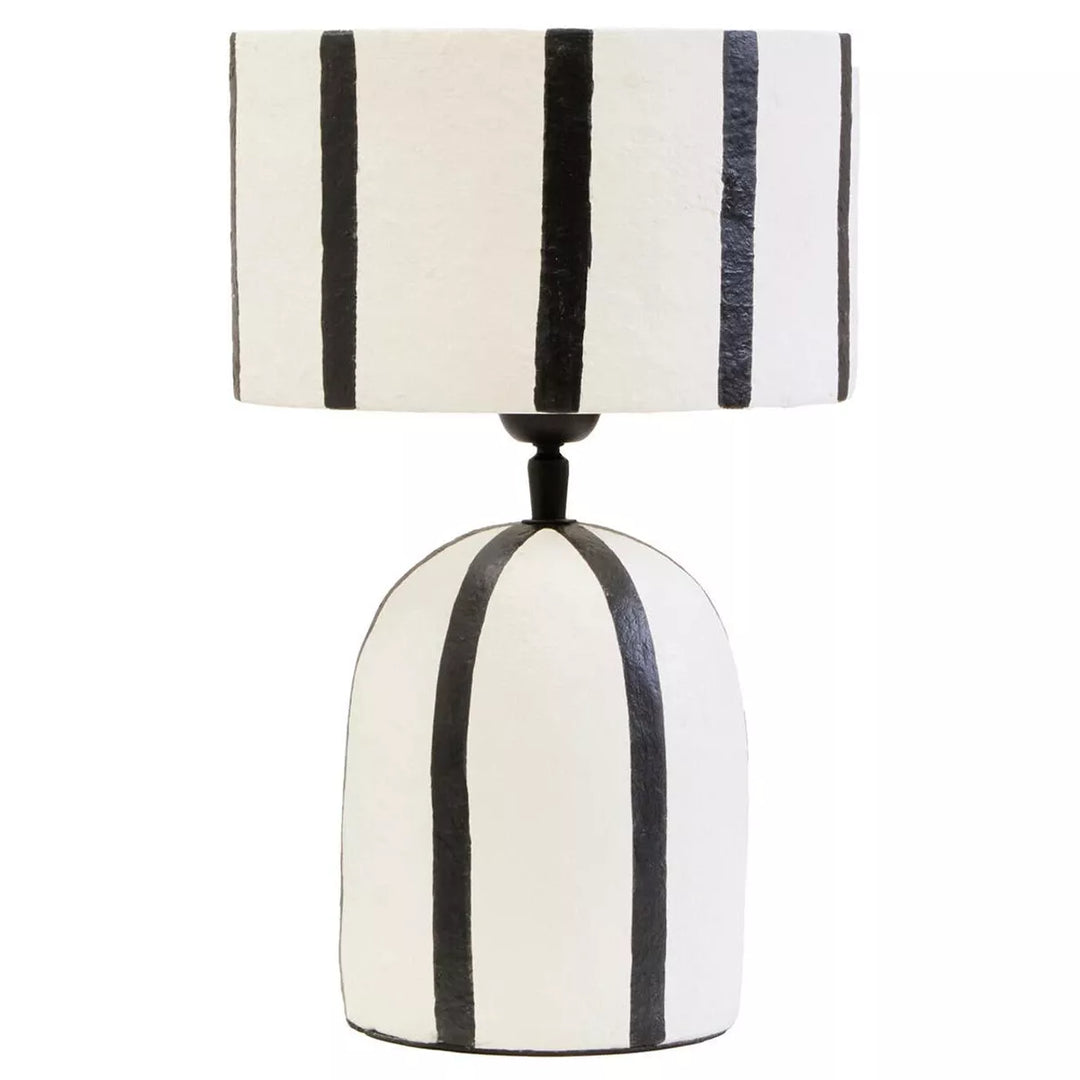 Carta Black & White Stripe Papier Mache Table Lamp