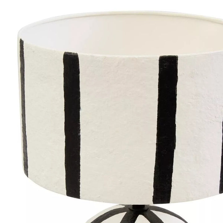 Carta Black & White Stripe Papier Mache Table Lamp
