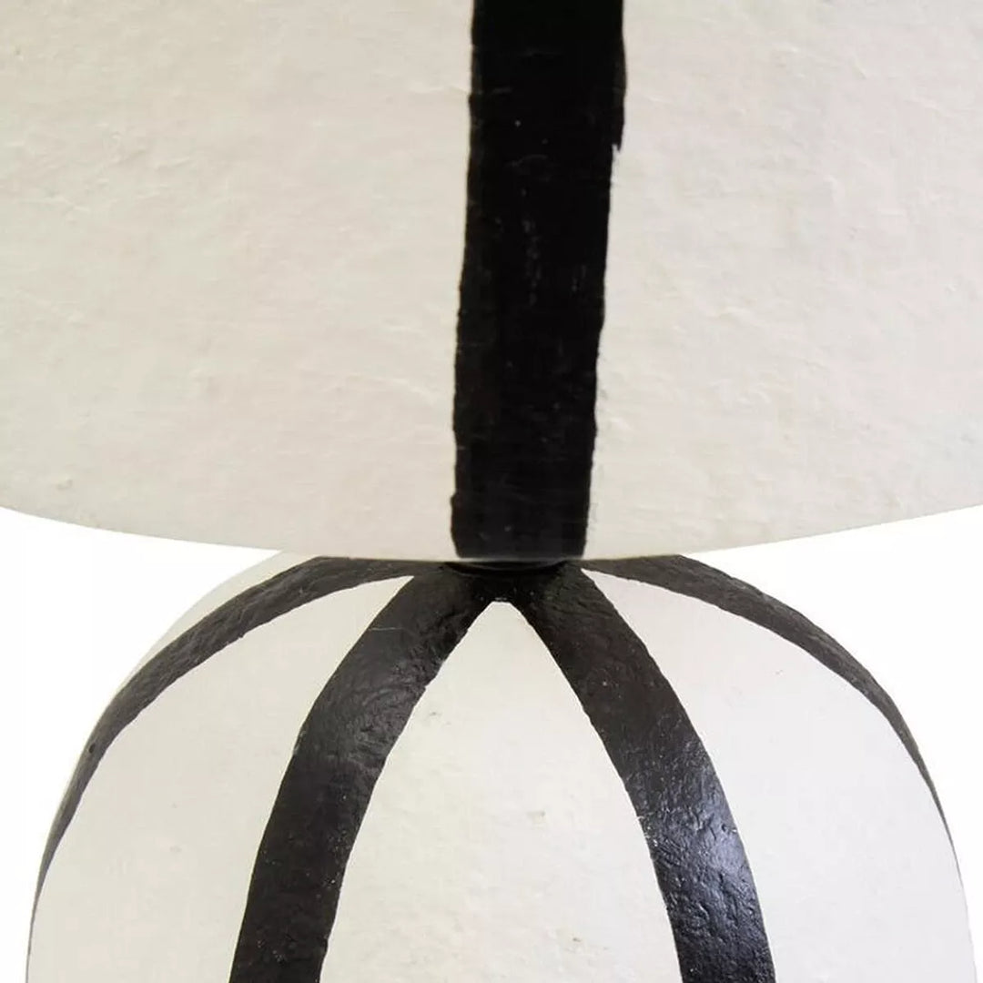 Carta Black & White Stripe Papier Mache Table Lamp