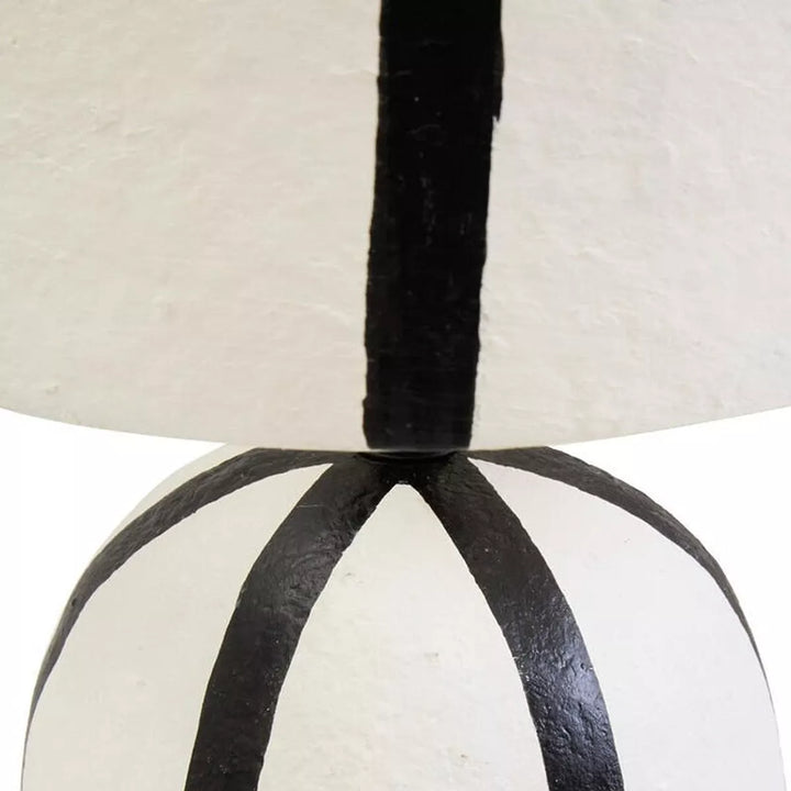 Carta Black & White Stripe Papier Mache Table Lamp