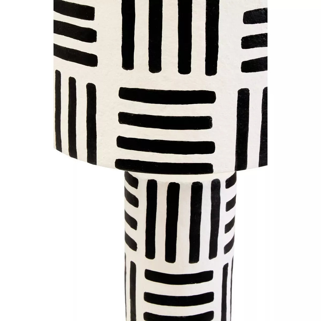 Carta Black & White Geometric Lines Papier Mache Table Lamp