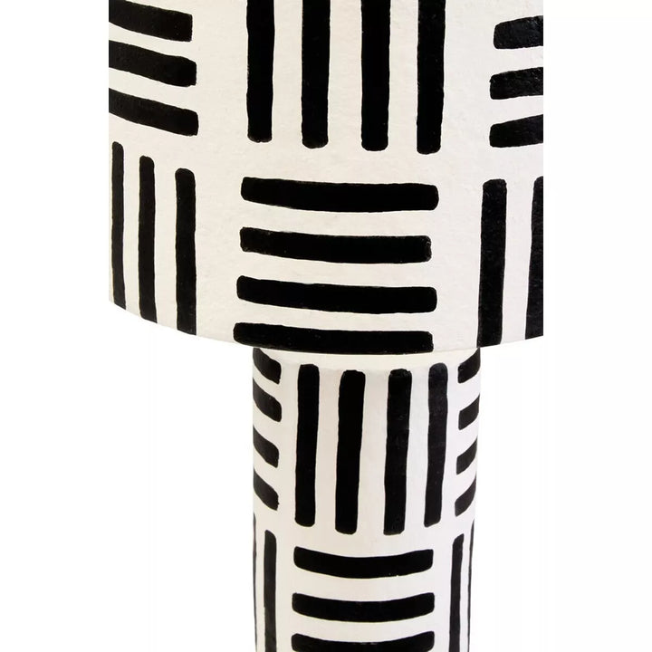 Carta Black & White Geometric Lines Papier Mache Table Lamp