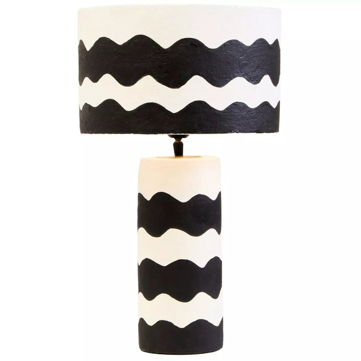 Carta Black & White Curved Stripe Papier Mache Table Lamp