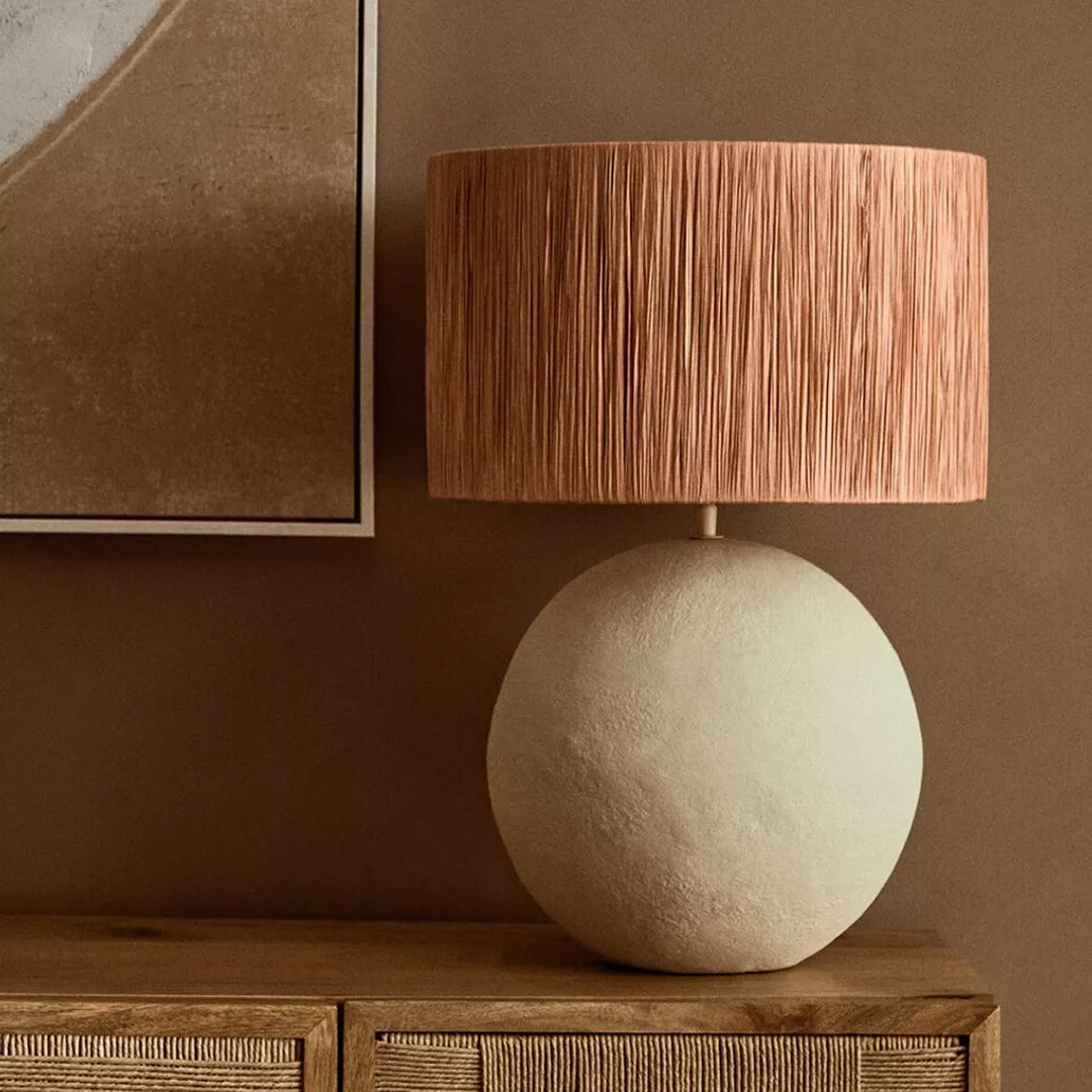 Carta Natural Papier Mache Table Lamp - Rust