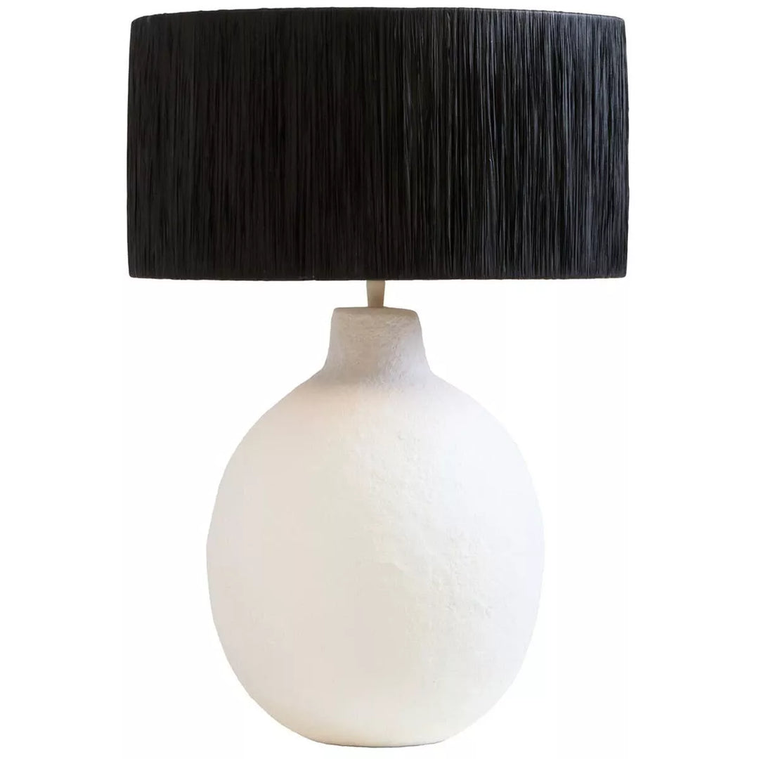 Carta White Papier Mache Table Lamp - Black