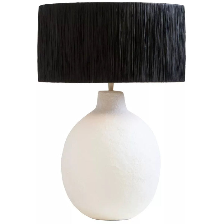 Carta White Papier Mache Table Lamp - Black