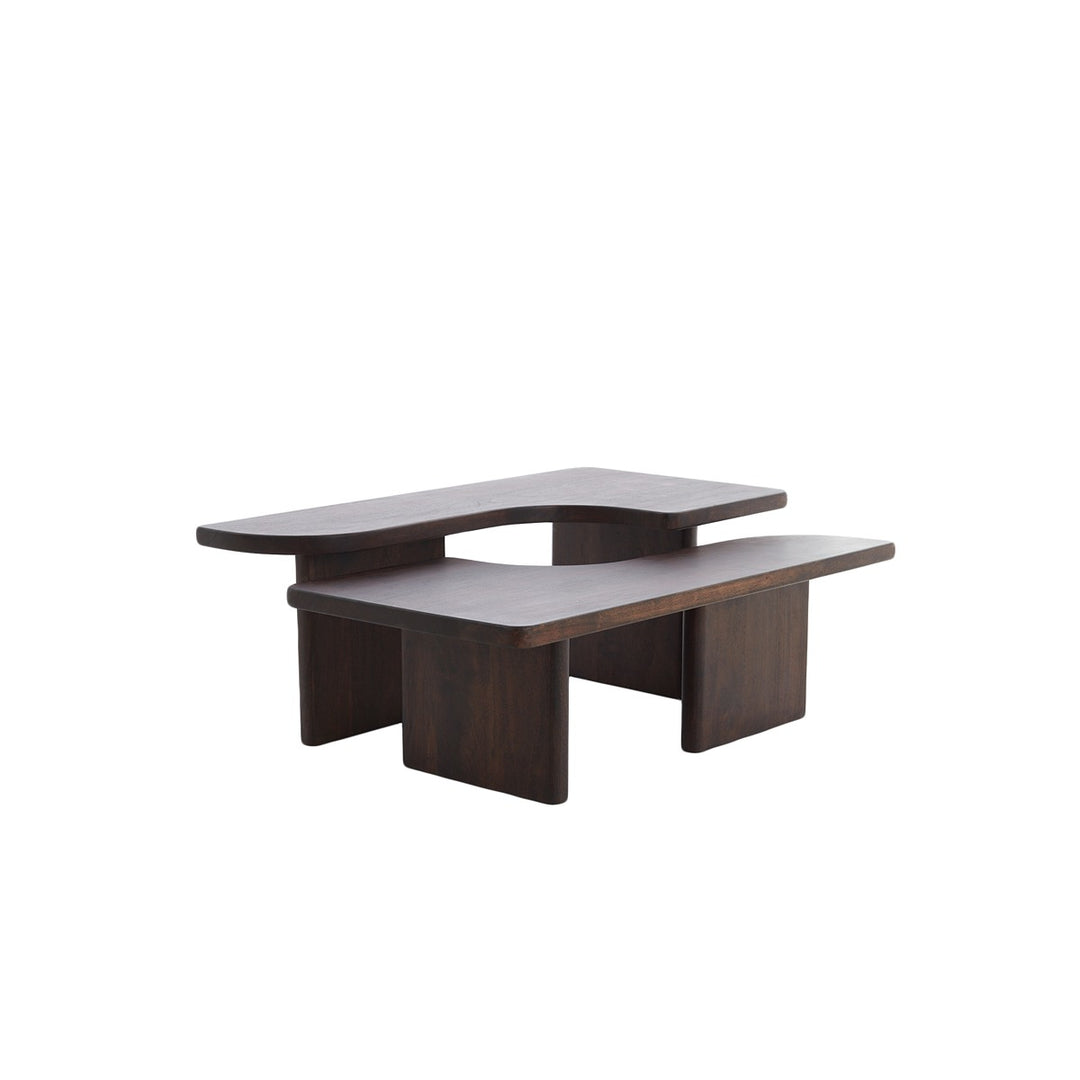 Crato Set of 2 Acacia Wood Coffee Tables - Chocolate Light & Living 1