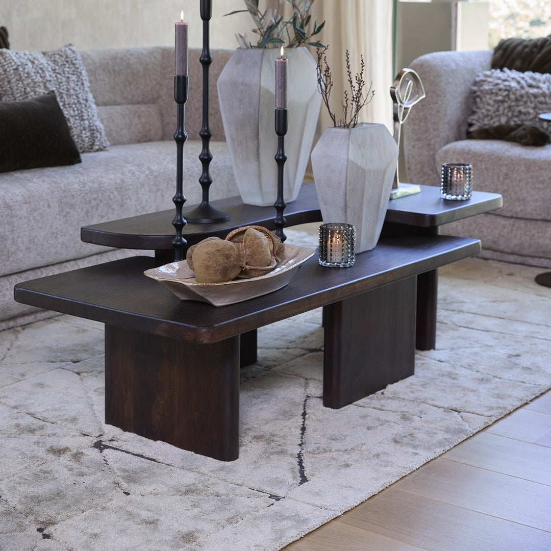 Crato Set of 2 Acacia Wood Coffee Tables - Chocolate Light & Living 2