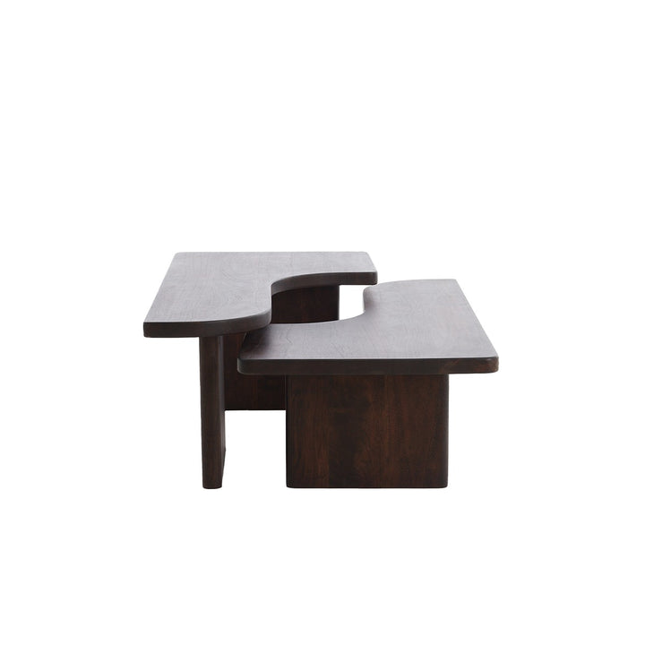 Crato Set of 2 Acacia Wood Coffee Tables - Chocolate Light & Living 7