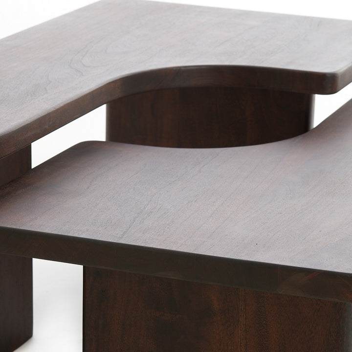 Crato Set of 2 Acacia Wood Coffee Tables - Chocolate Light & Living 8