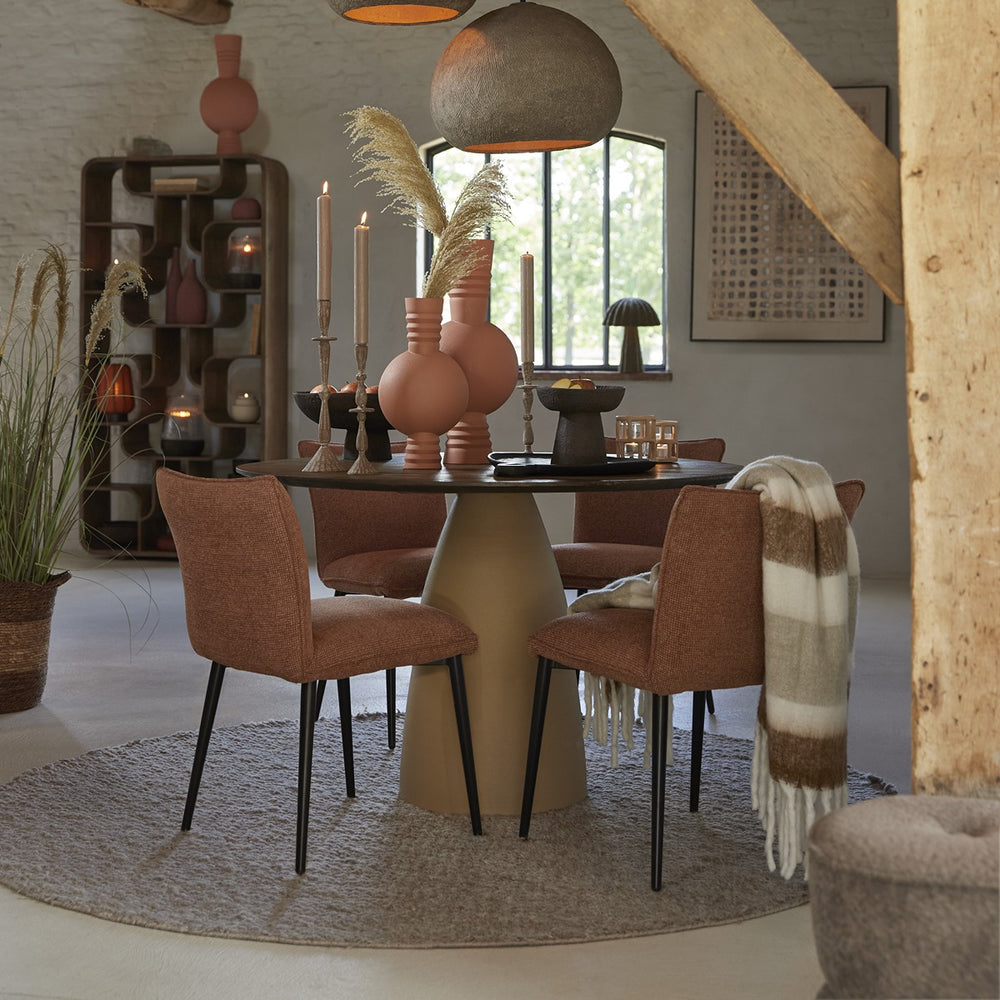 Palmira Wooden Round Dining Table - Matte Beige Light & Living 2